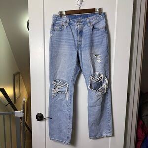 Levi's 501 90's Distressed Mid Rise Straight Leg‎ Jean Relaxed Vintage Style 29